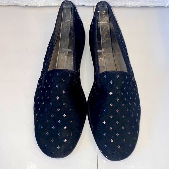 Aerosoles black fabric loafers with gunmetal studs. Padded. Traction soles. 8.5 - Picture 1 of 9